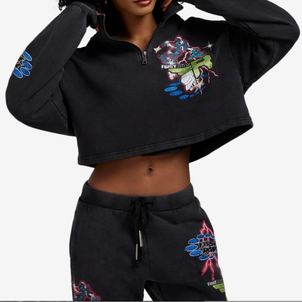 Women’s/ First Row Evolution Fleece Jogger Sweatsuit - Black - Size Large